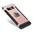 Silicone Matte Finish and Plastic Back Cover Case with Finger Ring Stand for Samsung Galaxy Note 8 Rose Gold