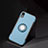 Silicone Matte Finish and Plastic Back Cover Case with Finger Ring Stand S01 for Apple iPhone XR