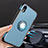 Silicone Matte Finish and Plastic Back Cover Case with Finger Ring Stand S01 for Apple iPhone XR