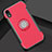Silicone Matte Finish and Plastic Back Cover Case with Finger Ring Stand S01 for Apple iPhone XR Red