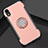 Silicone Matte Finish and Plastic Back Cover Case with Finger Ring Stand S01 for Apple iPhone XR Rose Gold
