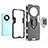 Silicone Matte Finish and Plastic Back Cover Case with Magnetic Finger Ring Stand for Huawei Enjoy 50 Pro