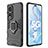 Silicone Matte Finish and Plastic Back Cover Case with Magnetic Finger Ring Stand for Huawei Honor 80 Pro 5G