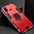 Silicone Matte Finish and Plastic Back Cover Case with Magnetic Finger Ring Stand for Huawei Honor Play4T Red