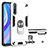 Silicone Matte Finish and Plastic Back Cover Case with Magnetic Finger Ring Stand for Huawei P smart S