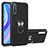 Silicone Matte Finish and Plastic Back Cover Case with Magnetic Finger Ring Stand for Huawei P smart S