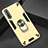 Silicone Matte Finish and Plastic Back Cover Case with Magnetic Finger Ring Stand for Huawei P smart S Gold