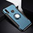 Silicone Matte Finish and Plastic Back Cover Case with Magnetic Finger Ring Stand for Huawei P30 Lite Blue