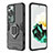 Silicone Matte Finish and Plastic Back Cover Case with Magnetic Finger Ring Stand for Huawei P60 Pro