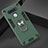 Silicone Matte Finish and Plastic Back Cover Case with Magnetic Finger Ring Stand for LG K51 Midnight Green