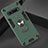 Silicone Matte Finish and Plastic Back Cover Case with Magnetic Finger Ring Stand for LG V60 ThinQ 5G Green