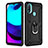 Silicone Matte Finish and Plastic Back Cover Case with Magnetic Finger Ring Stand for Motorola Moto E40