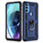 Silicone Matte Finish and Plastic Back Cover Case with Magnetic Finger Ring Stand for Motorola Moto G71 5G