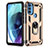 Silicone Matte Finish and Plastic Back Cover Case with Magnetic Finger Ring Stand for Motorola Moto G71 5G