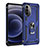 Silicone Matte Finish and Plastic Back Cover Case with Magnetic Finger Ring Stand for Motorola Moto G71s 5G