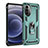 Silicone Matte Finish and Plastic Back Cover Case with Magnetic Finger Ring Stand for Motorola Moto G71s 5G