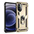 Silicone Matte Finish and Plastic Back Cover Case with Magnetic Finger Ring Stand for Motorola Moto G71s 5G Gold