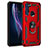 Silicone Matte Finish and Plastic Back Cover Case with Magnetic Finger Ring Stand for Motorola Moto One Fusion