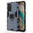 Silicone Matte Finish and Plastic Back Cover Case with Magnetic Finger Ring Stand for OnePlus 9 Pro 5G