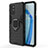 Silicone Matte Finish and Plastic Back Cover Case with Magnetic Finger Ring Stand for OnePlus 9R 5G