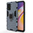 Silicone Matte Finish and Plastic Back Cover Case with Magnetic Finger Ring Stand for Oppo F19 Pro