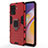 Silicone Matte Finish and Plastic Back Cover Case with Magnetic Finger Ring Stand for Oppo F19 Pro Red