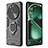 Silicone Matte Finish and Plastic Back Cover Case with Magnetic Finger Ring Stand for Oppo Find X6 Pro 5G