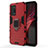 Silicone Matte Finish and Plastic Back Cover Case with Magnetic Finger Ring Stand for Oppo K9 5G Red