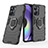 Silicone Matte Finish and Plastic Back Cover Case with Magnetic Finger Ring Stand for Realme 10 Pro 5G