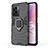 Silicone Matte Finish and Plastic Back Cover Case with Magnetic Finger Ring Stand for Realme Narzo 50 5G Black