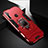 Silicone Matte Finish and Plastic Back Cover Case with Magnetic Finger Ring Stand for Realme Q Red