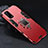 Silicone Matte Finish and Plastic Back Cover Case with Magnetic Finger Ring Stand for Realme Q2 5G Red