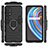 Silicone Matte Finish and Plastic Back Cover Case with Magnetic Finger Ring Stand for Realme V15 5G