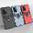 Silicone Matte Finish and Plastic Back Cover Case with Magnetic Finger Ring Stand for Realme V23 5G