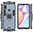 Silicone Matte Finish and Plastic Back Cover Case with Magnetic Finger Ring Stand for Samsung Galaxy A10s