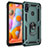 Silicone Matte Finish and Plastic Back Cover Case with Magnetic Finger Ring Stand for Samsung Galaxy A11