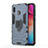 Silicone Matte Finish and Plastic Back Cover Case with Magnetic Finger Ring Stand for Samsung Galaxy A20