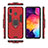 Silicone Matte Finish and Plastic Back Cover Case with Magnetic Finger Ring Stand for Samsung Galaxy A20