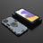 Silicone Matte Finish and Plastic Back Cover Case with Magnetic Finger Ring Stand for Samsung Galaxy A22 4G