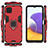 Silicone Matte Finish and Plastic Back Cover Case with Magnetic Finger Ring Stand for Samsung Galaxy A22 5G