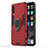 Silicone Matte Finish and Plastic Back Cover Case with Magnetic Finger Ring Stand for Samsung Galaxy A30S Red