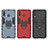 Silicone Matte Finish and Plastic Back Cover Case with Magnetic Finger Ring Stand for Samsung Galaxy A40s