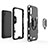 Silicone Matte Finish and Plastic Back Cover Case with Magnetic Finger Ring Stand for Samsung Galaxy M01