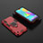 Silicone Matte Finish and Plastic Back Cover Case with Magnetic Finger Ring Stand for Samsung Galaxy M01