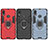 Silicone Matte Finish and Plastic Back Cover Case with Magnetic Finger Ring Stand for Samsung Galaxy M01s