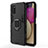 Silicone Matte Finish and Plastic Back Cover Case with Magnetic Finger Ring Stand for Samsung Galaxy M02s