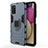 Silicone Matte Finish and Plastic Back Cover Case with Magnetic Finger Ring Stand for Samsung Galaxy M02s