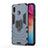 Silicone Matte Finish and Plastic Back Cover Case with Magnetic Finger Ring Stand for Samsung Galaxy M10S Blue