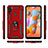 Silicone Matte Finish and Plastic Back Cover Case with Magnetic Finger Ring Stand for Samsung Galaxy M11