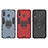 Silicone Matte Finish and Plastic Back Cover Case with Magnetic Finger Ring Stand for Samsung Galaxy M30